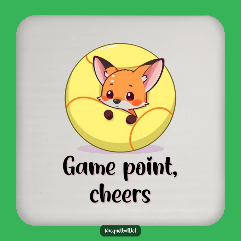 Funny Fox Racquetball Coasters - Protect Tables with Playful Humor!