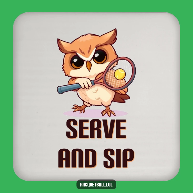 Funny Owl Tennis Coaster: Determined & Protective Funny Gift