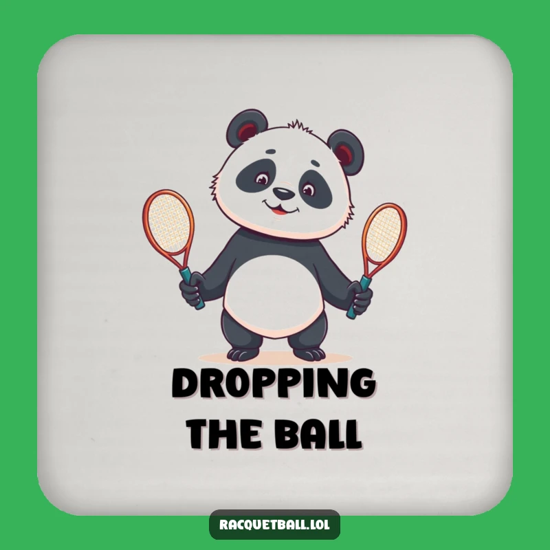 Funny Panda Tennis Coaster - Juggling Racquets Drink Protection, Gift