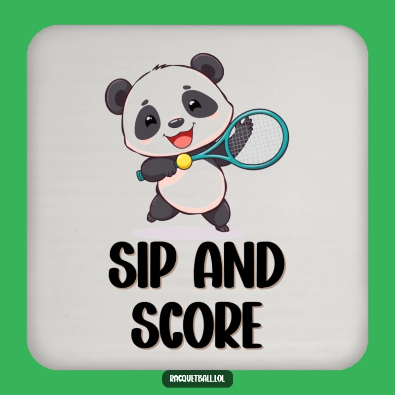 Funny Panda Tennis Coaster Set - Joyful Bear Protection for Tables