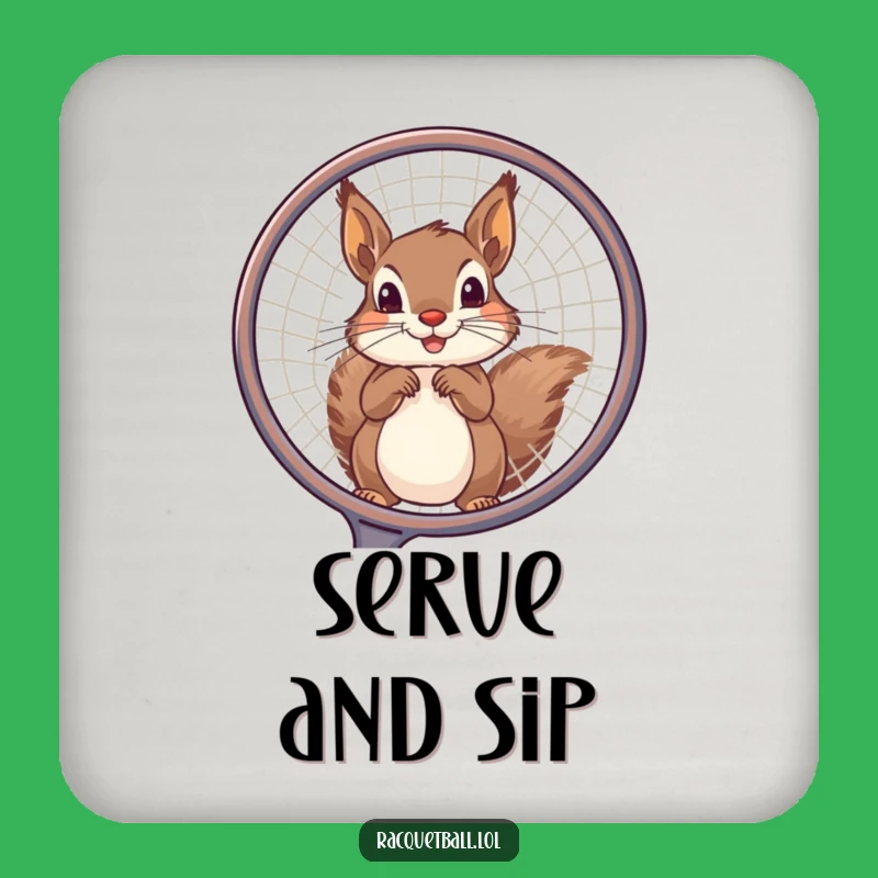 Funny Squirrel Tennis Coasters: Protect Tables with Playful, Sporty Art!