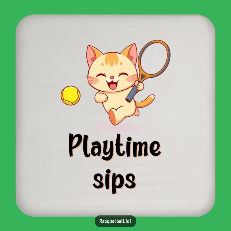 Funny Cat Tennis Coaster: Happy Player, Protect Surfaces with Funny Gift