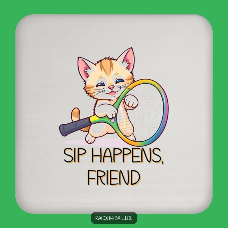 Funny Kitten Racquet Coaster: Protect Surfaces with Playful Charm