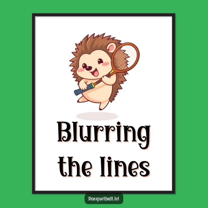 Funny Hedgehog Tennis Poster: Dynamic Spining Athlete Racquet Art, Perfect Humorous Wall Decor
