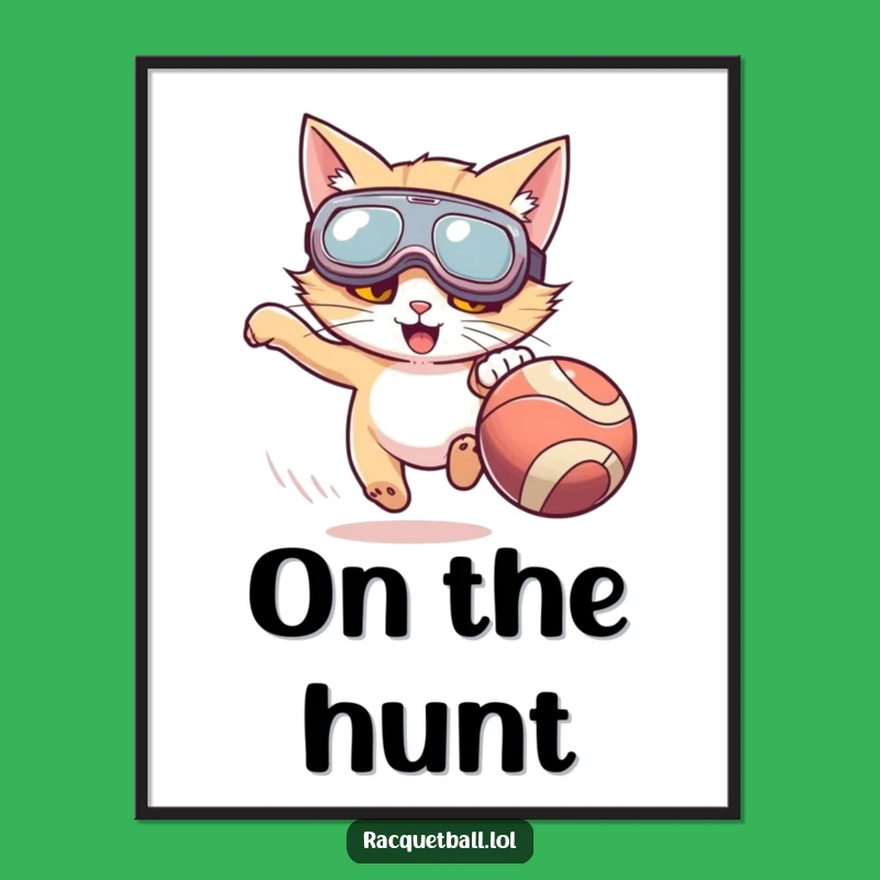Funny Cat Goggles Poster: Enthusiastic Chase Wall Art
