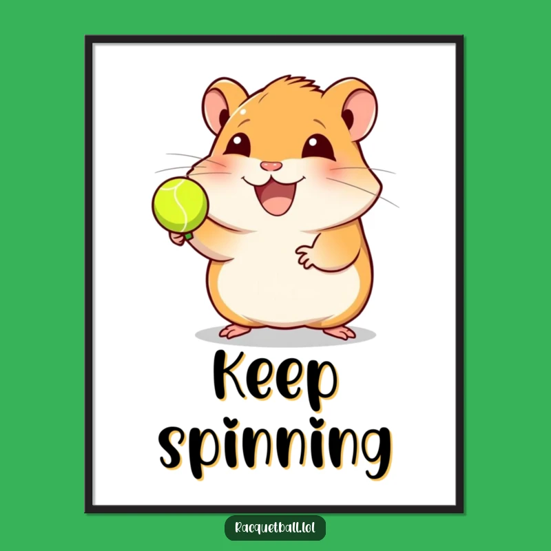 Funny Hamster Racquetball Poster: Joyful Athlete Wall Art Gift