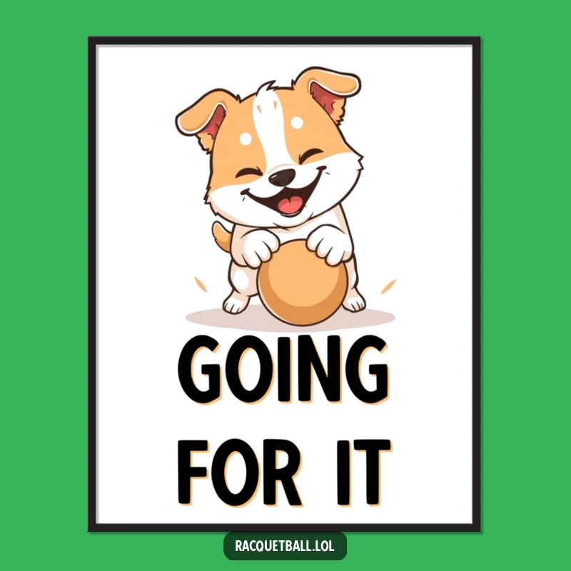 Funny Dog Pounce Poster: Determined Action Wall Art