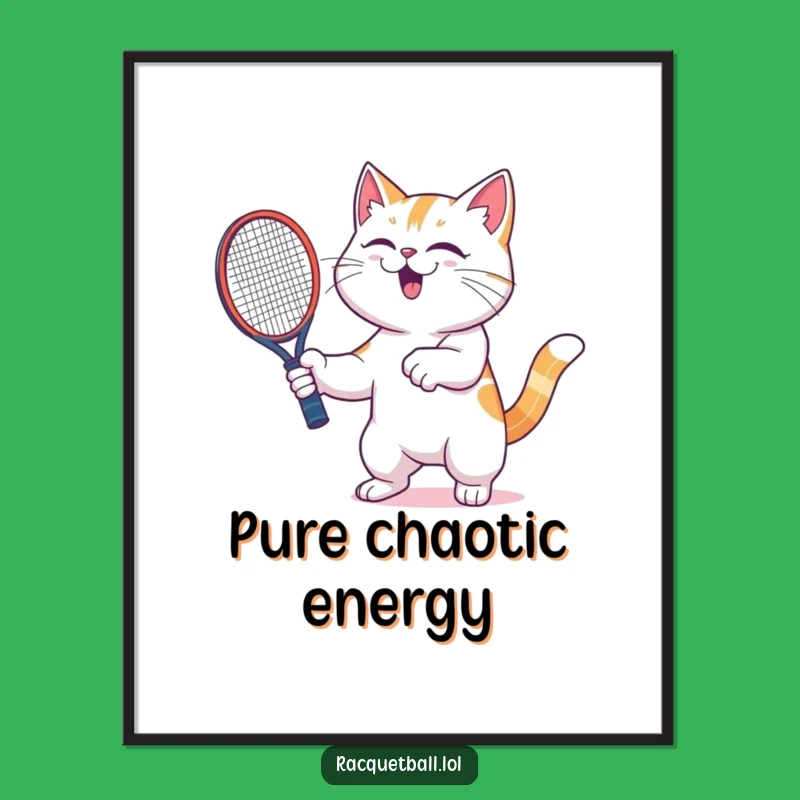 Funny Cat Racquetball Poster - Vibrant Wall Art for Gamer Dens