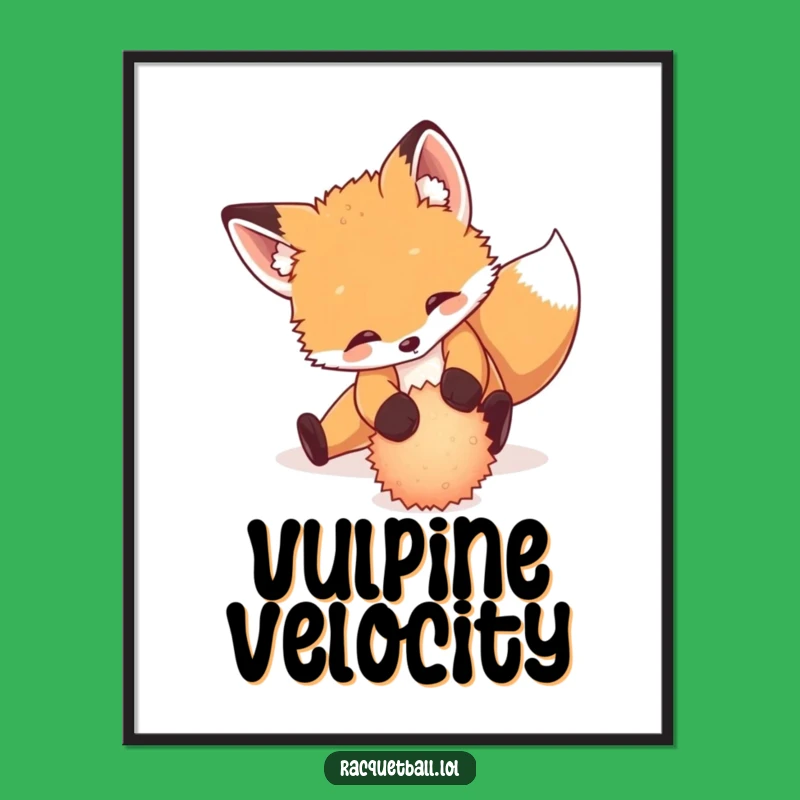 Funny Fox Tennis Poster: Playful Cub's Dramatic Slide for Dynamic Decor Gift