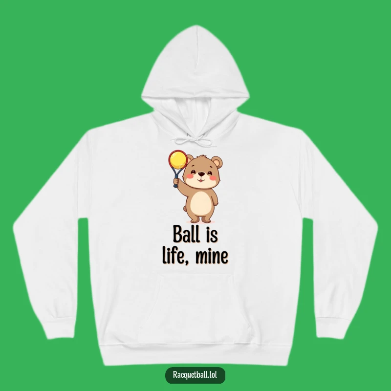 Funny Bear Racquetball Hoodie: Cozy Tiny Triumph, Perfect Funny Gift