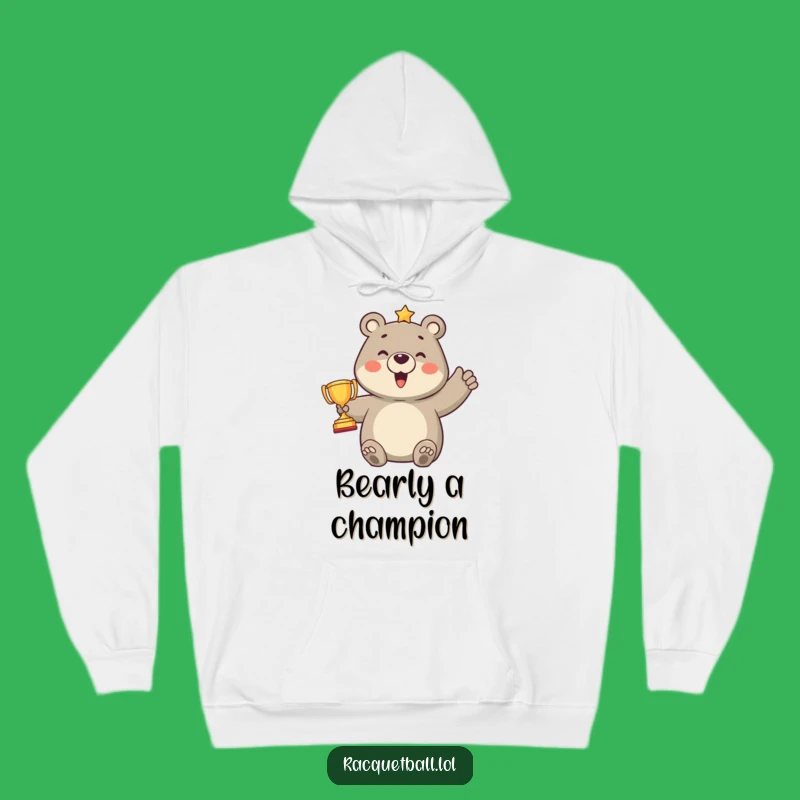 Funny Bear Trophy Hoodie: Cozy Victory Celebration, Hilarious Sports Gift