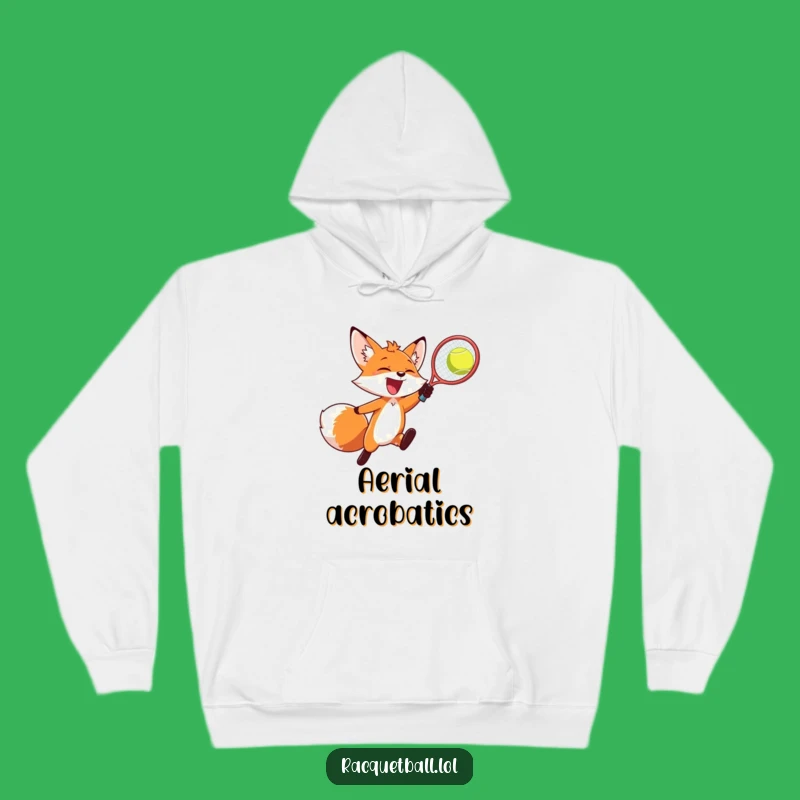Cozy Funny Joyful Fox Racquetball Hoodie: Stay Warm with Energetic Style