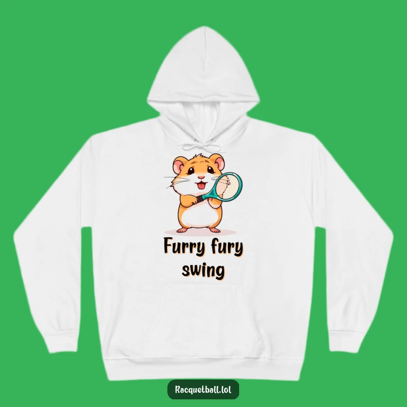 Funny Hamster Tennis Hoodie: Cozy Up to Determined Rodent's Racket Action Gift