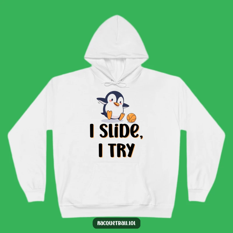 Funny Penguin Tennis Hoodie: Cozy Mishap, Hilarious Sports Fan Apparel
