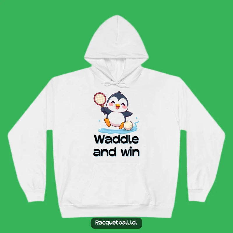 Funny Penguin Tennis Hoodie - Cozy Sliding Racquet Ball Sweatshirt, Gift