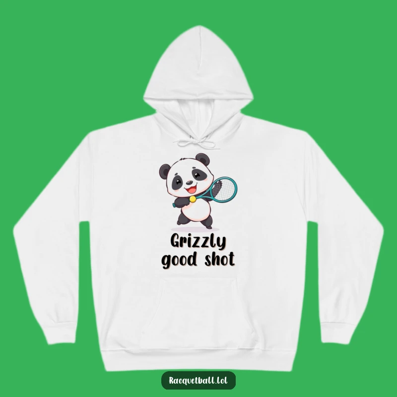 Funny Panda Tennis Hoodie - Cozy Joyful Bear Gift for Comfort