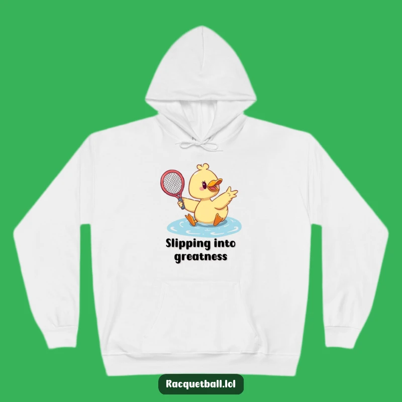 Funny Duck Tennis Hoodie: Dramatic Duck Saves Ball, Cozy Funny Gift