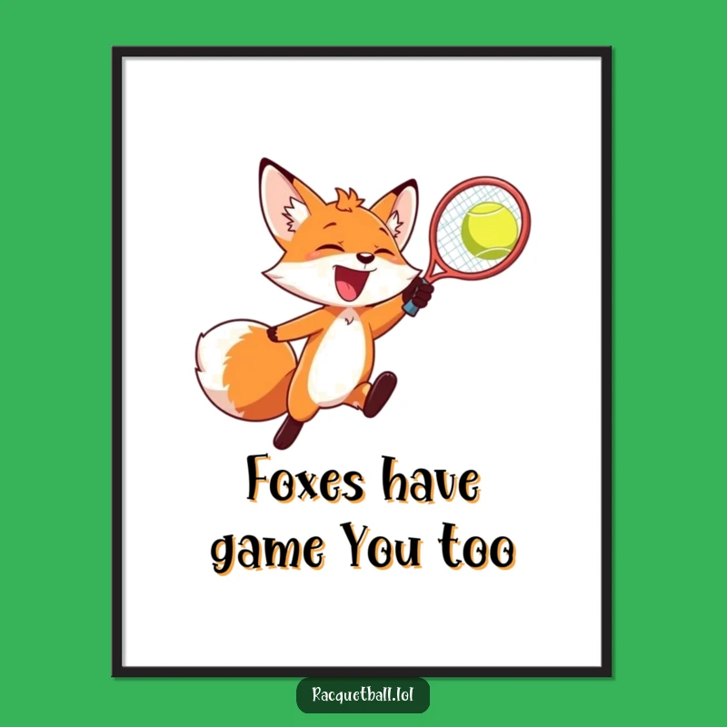 Free Printable Funny Fox Racquetball Art - Dynamic Downloadable Decor!