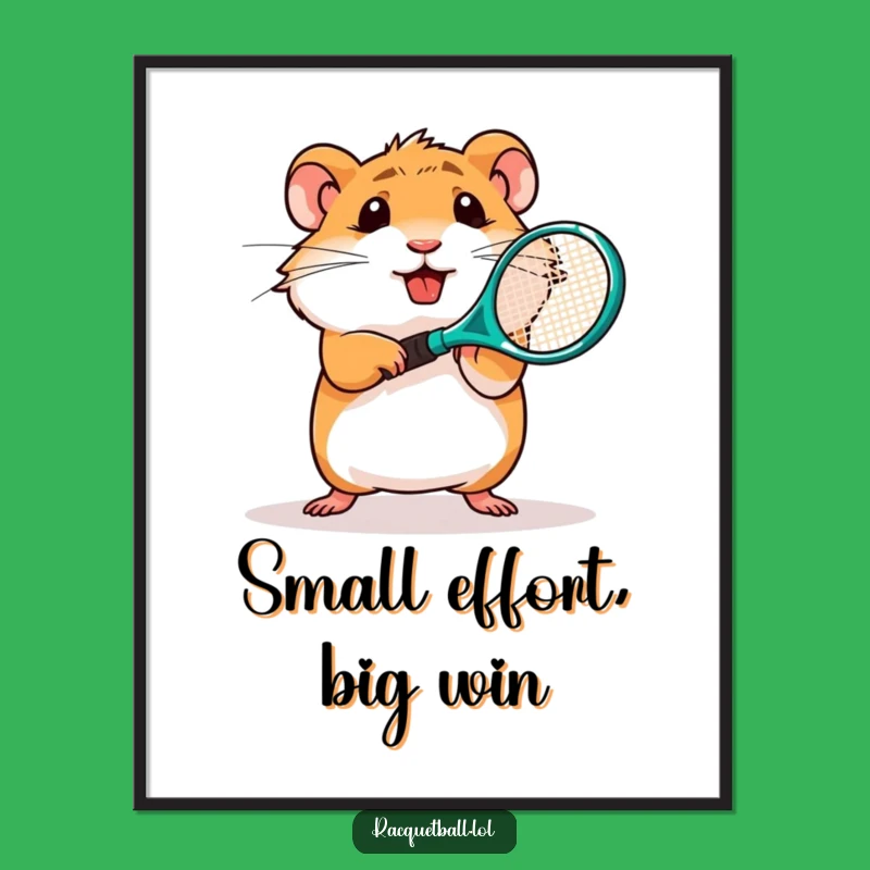 Free Printable Funny Hamster Tennis Wall Art - Energetic DIY Downloadable Decor