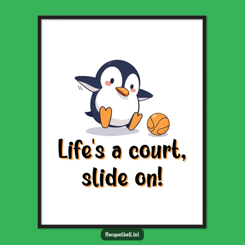 Free Printable Wall Art: Clumsy Penguin Sports Humor Funny Downloadable Art
