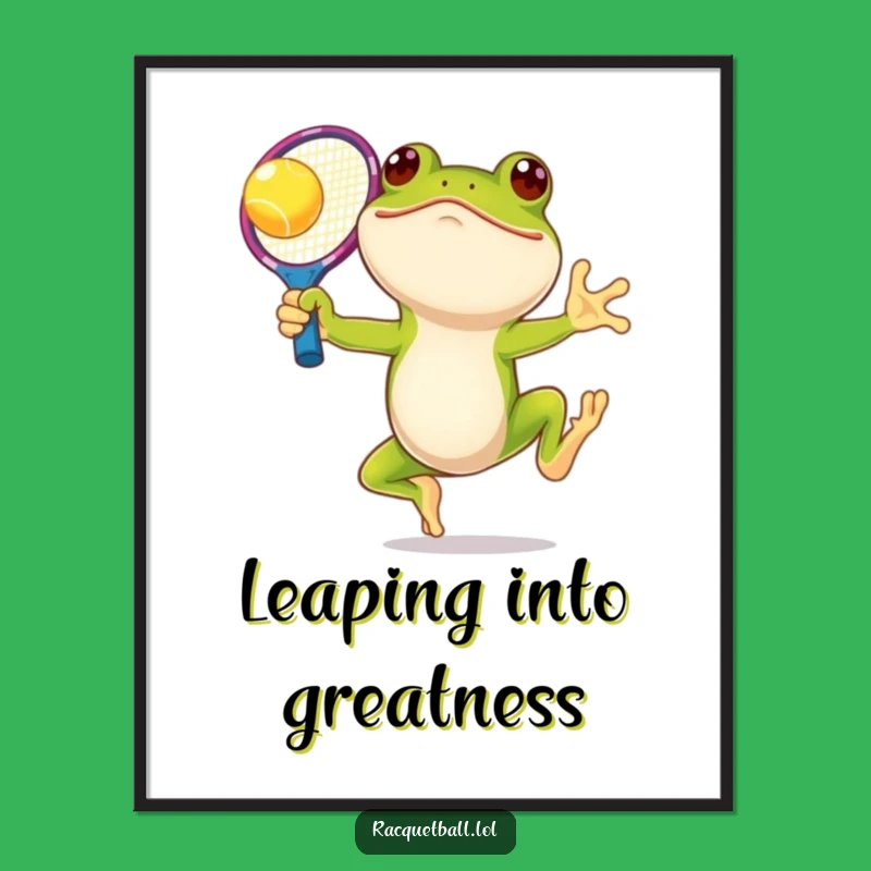 Free Printable Wall Art Happy Frog Tennis Player Downloadable Decor