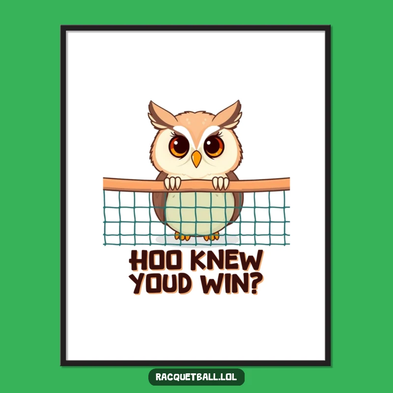 Free Printable Wall Art: Humorous Owl Racquetball Spy, Downloadable Funny Decor!