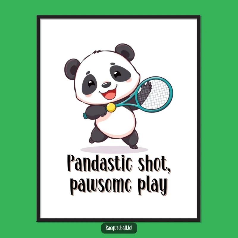 Free Printable Wall Art: Panda Tennis Champ - Funny Downloadable Decor