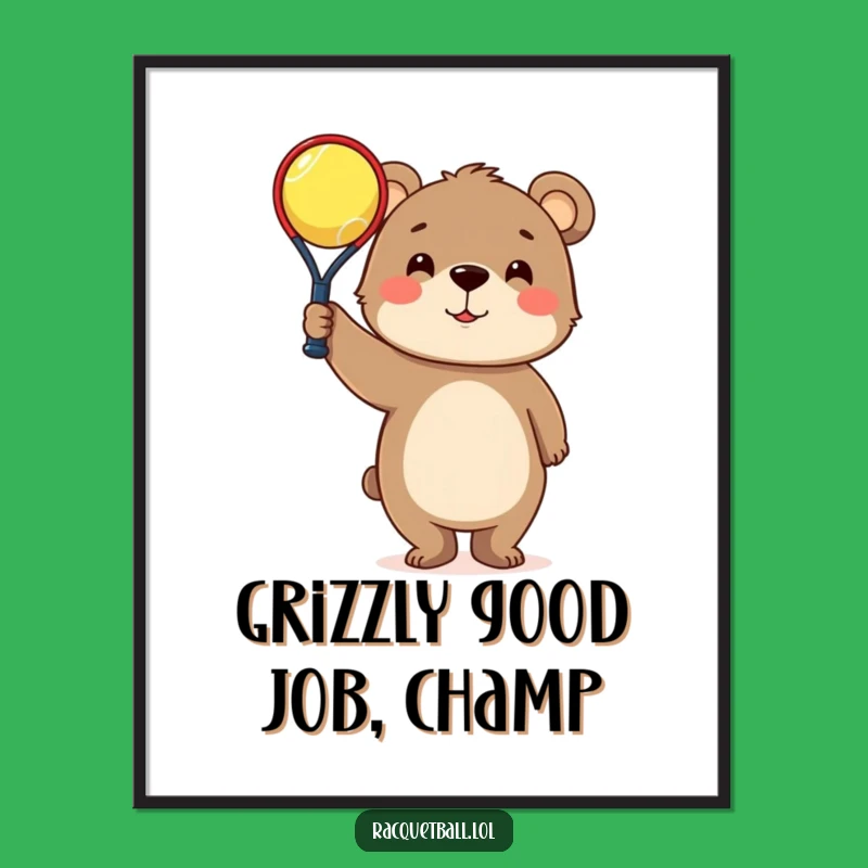 Free Printable Curious Bear Wall Art: Racquetball Triumph Downloadable Decor