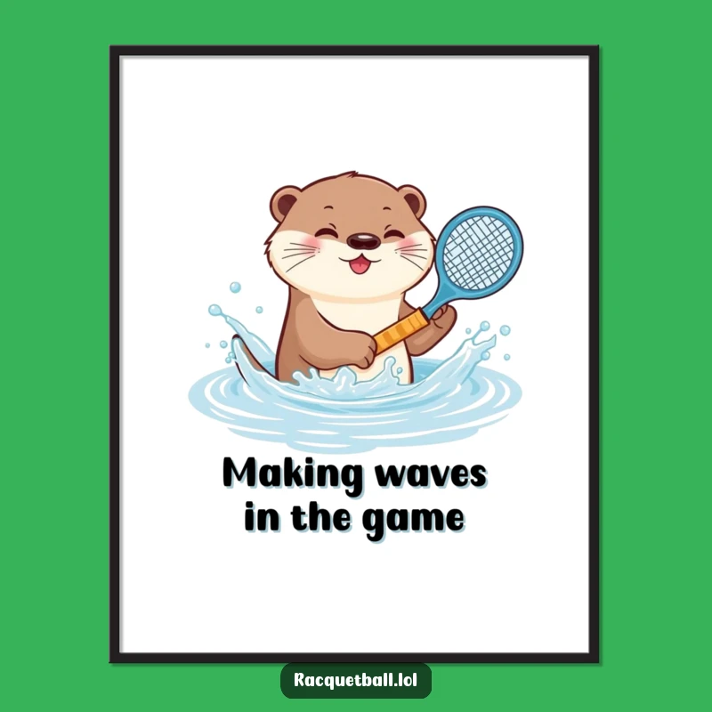 Free Printable Wall Art Playful Otter Tennis Splash Downloadable Decor