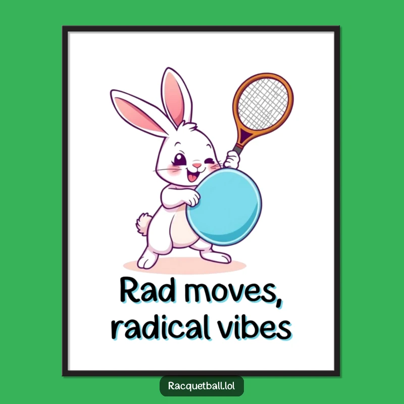 Free Printable Wall Art: Hilarious Rabbit Racquetball Player, Downloadable Funny Decor!