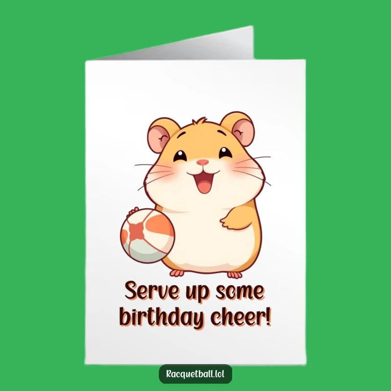 Free Printable Birthday Card: Cheerful Hamster Tennis Player, Hilarious Downloadable Gift!