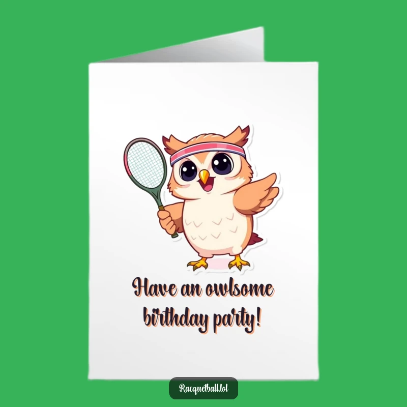 Free Printable Birthday Card: Owl Tennis Champ Funny Digital Gift