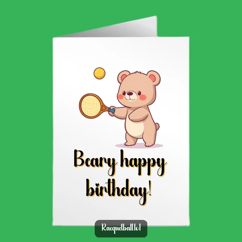 Free Printable Birthday Card: Playful Bear Tennis Star, Funny Sports Birthday Greeting