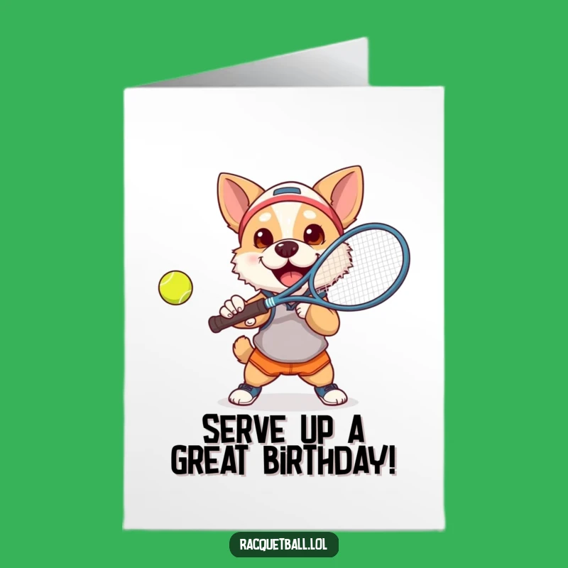 Free Printable Birthday Dog Card: Tennis Champ Dog Funny Downloadable Gift