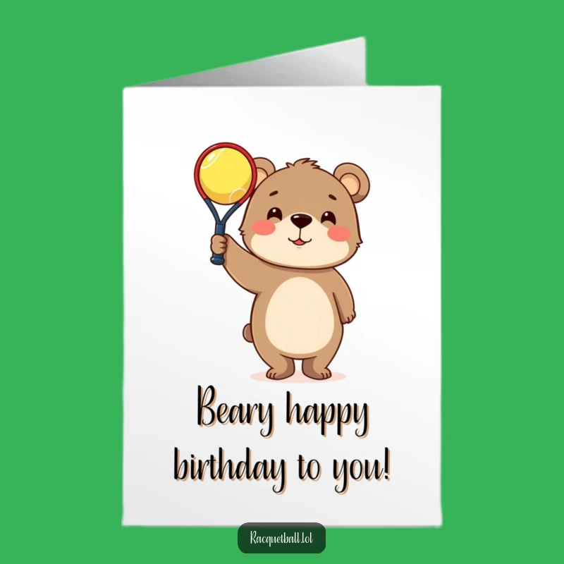 Free Printable Curious Bear Birthday Card: Racquetball Victory Downloadable Gift
