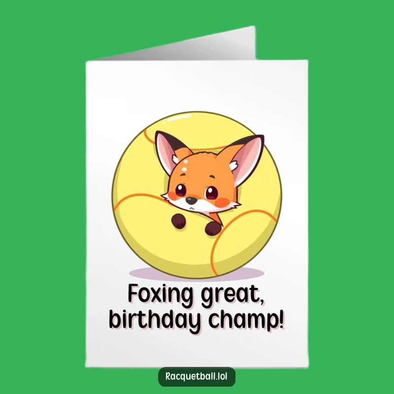 Free Printable Funny Fox Birthday Card - Playful Racquetball Surprise Downloadable Gift