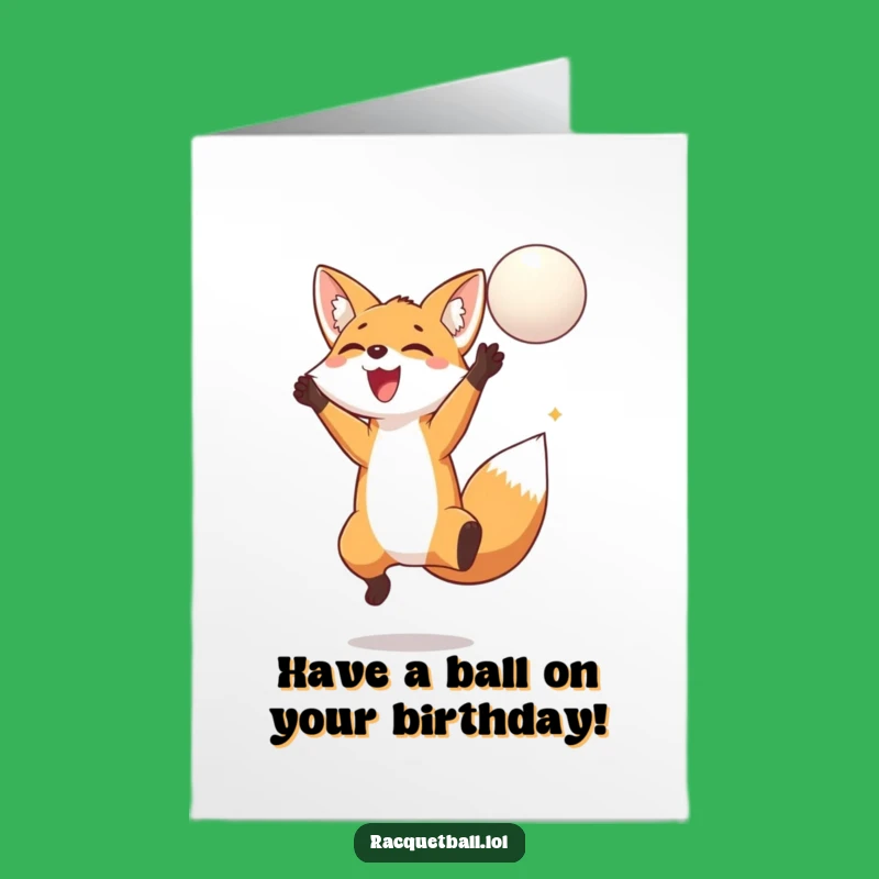 Free Printable Birthday Card: Joyful Fox Acrobat for a Playful Downloadable Gift