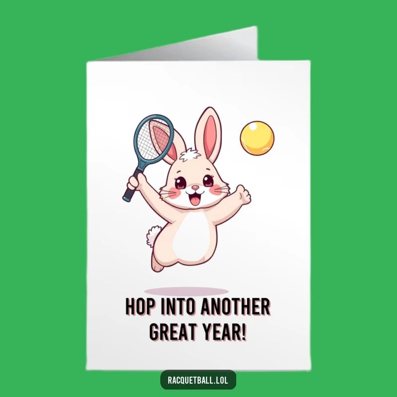Free Printable Bunny Birthday Card: Leaping Rabbit Funny Downloadable Gift