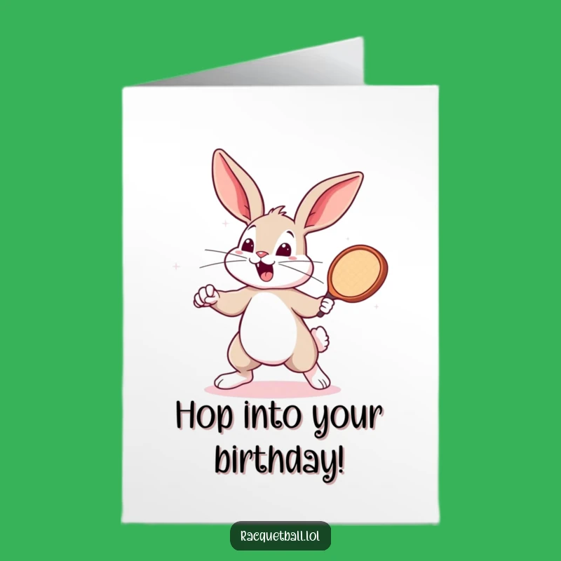 Free Printable Funny Bunny Birthday Card, Racquetball Hop, Downloadable Humorous Gift