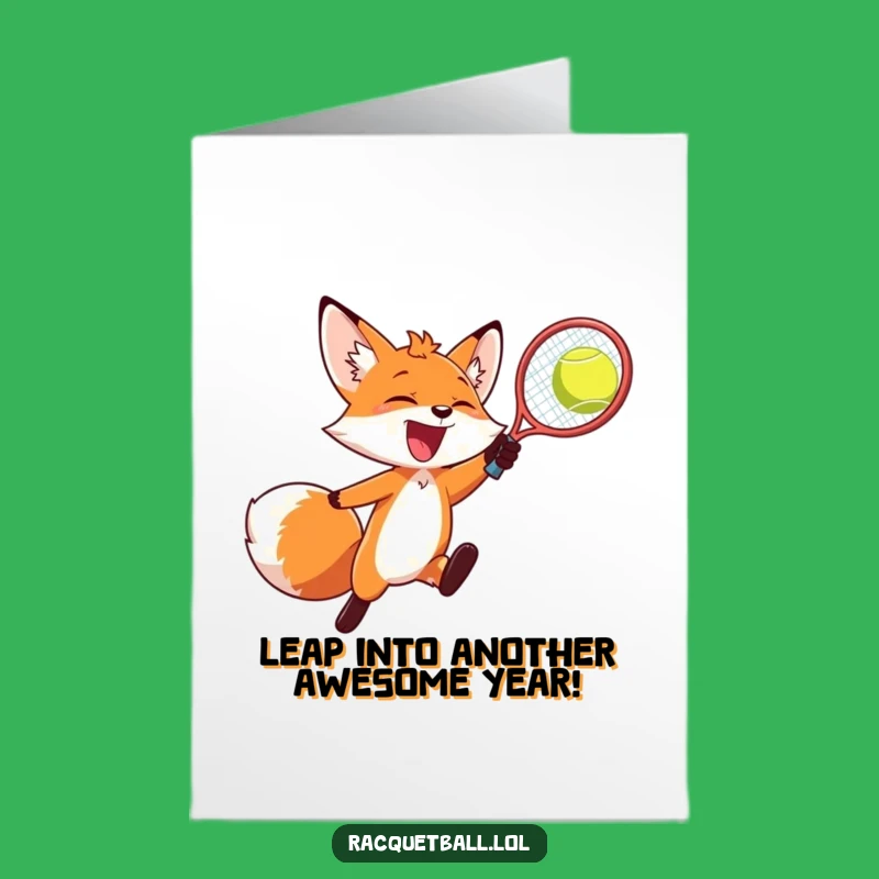 Free Printable Funny Fox Racquetball Birthday Card - Energetic Downloadable Excitement!