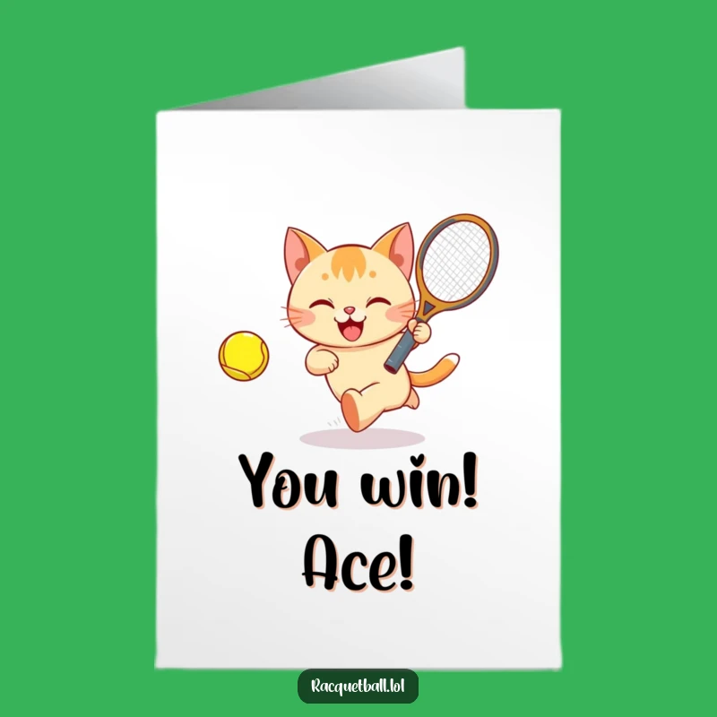 Free Printable Congrats Card: Cat's Winning Play, Downloadable Greeting for Sporting Success
