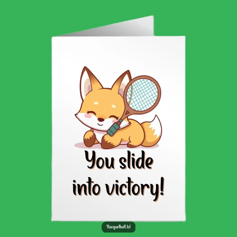 Free Printable Congrats Card: Fox's Smooth Win, Downloadable Greeting for Slipping into Success