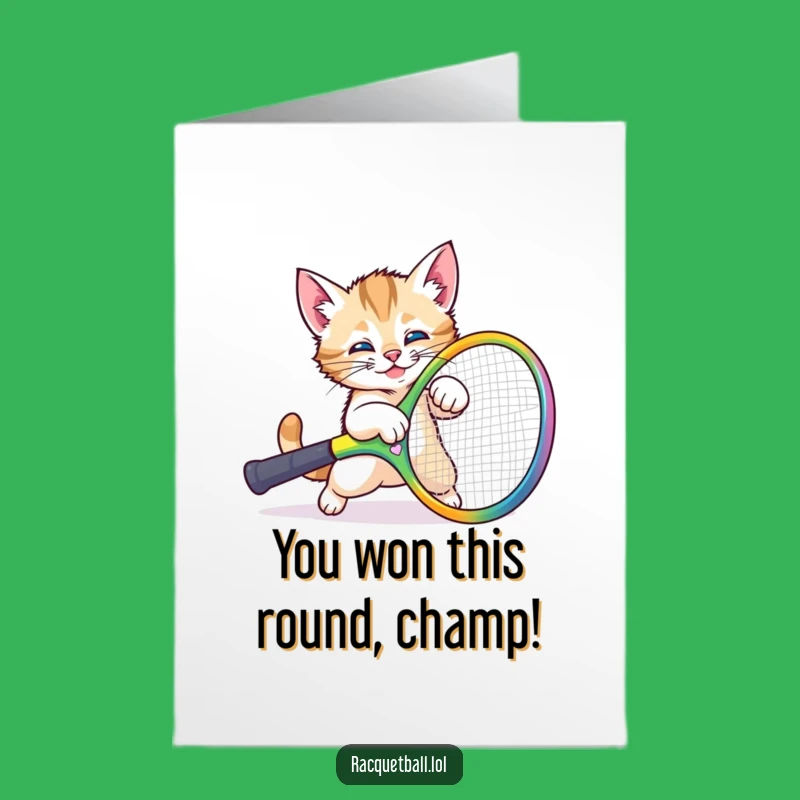Free Printable Congrats Card: Funny Kitten's Tumble Triumph - Downloadable Playful Achievement Gift