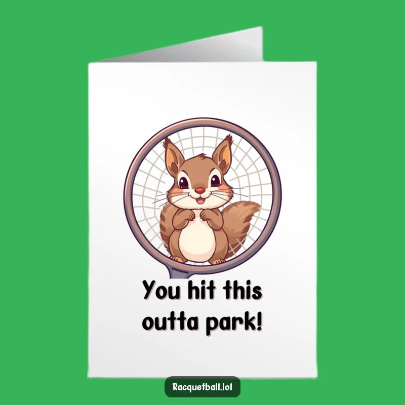 Free Printable Congrats Card: Squirrel Racquet Peek for a Winning, Funny Downloadable