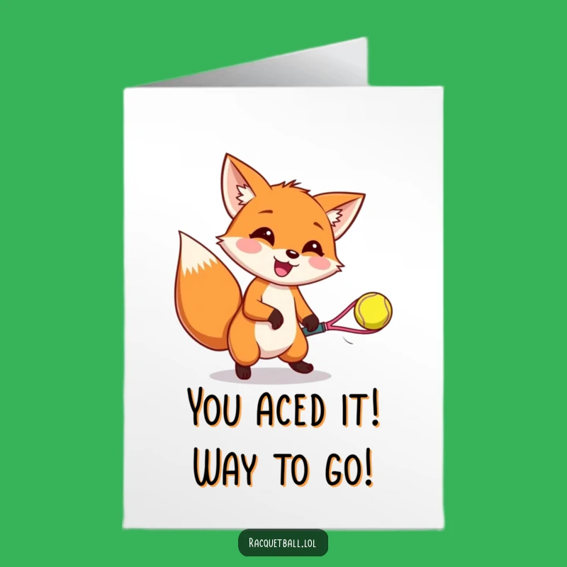 Free Printable Fox Racquetball Congratulations Card: Humorous Downloadable Gift for Victories!