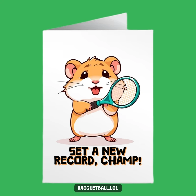 Free Printable Funny Hamster Tennis Congrats Card - Champion DIY Downloadable