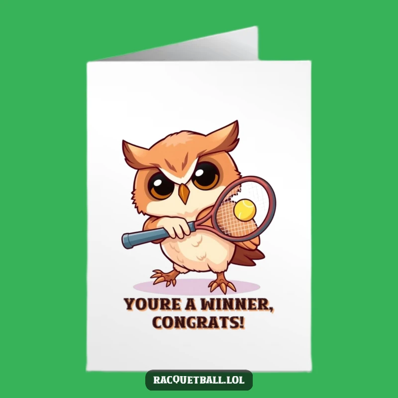 Free Printable Owl Racquetball Congrats Card: Energetic DIY Downloadable for Big Wins