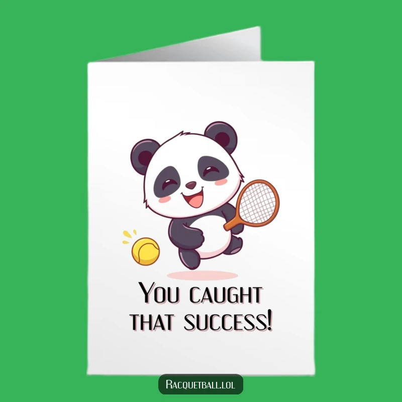 Free Printable Panda Congratulations Card: Racquetball Fun Downloadable Gift