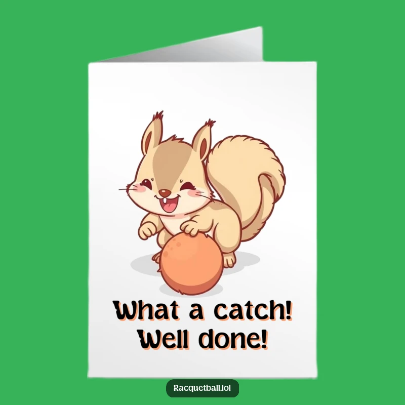 Free Printable Congrats Card: Squirrel's Winning Dive - Funny Downloadable Success