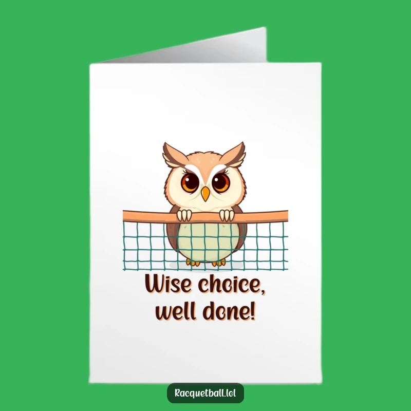 Free Printable Congrats Card: Sneaky Owl Racquetball Watcher, Perfect Downloadable Gift!